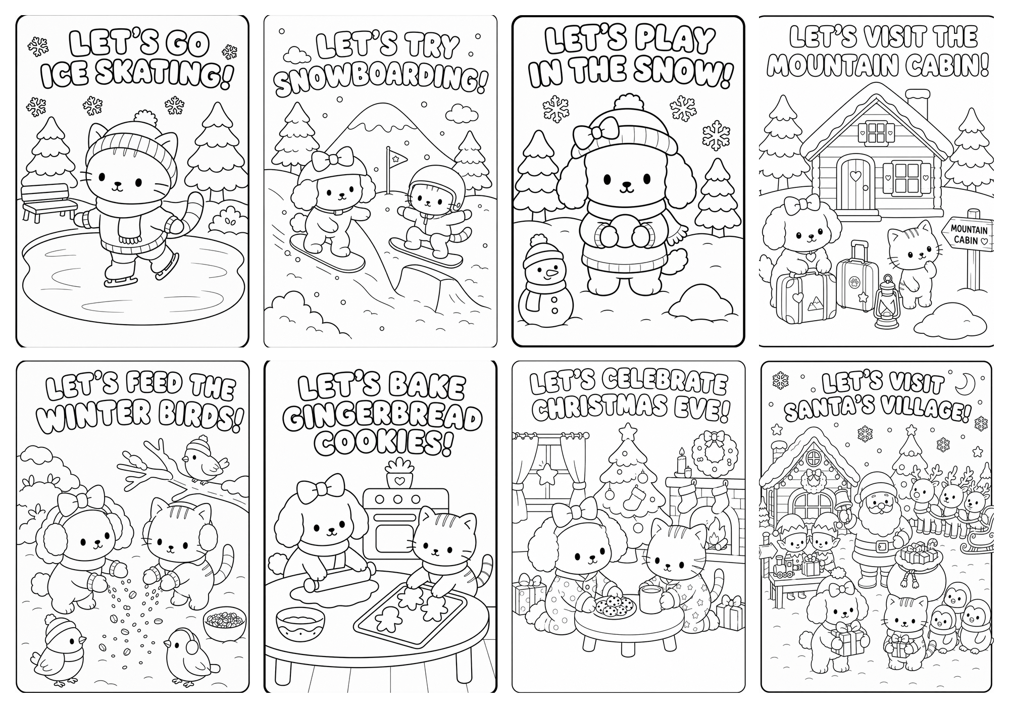 Anteprima di otto scene da colorare del libro Luna & Elvi's Adventures